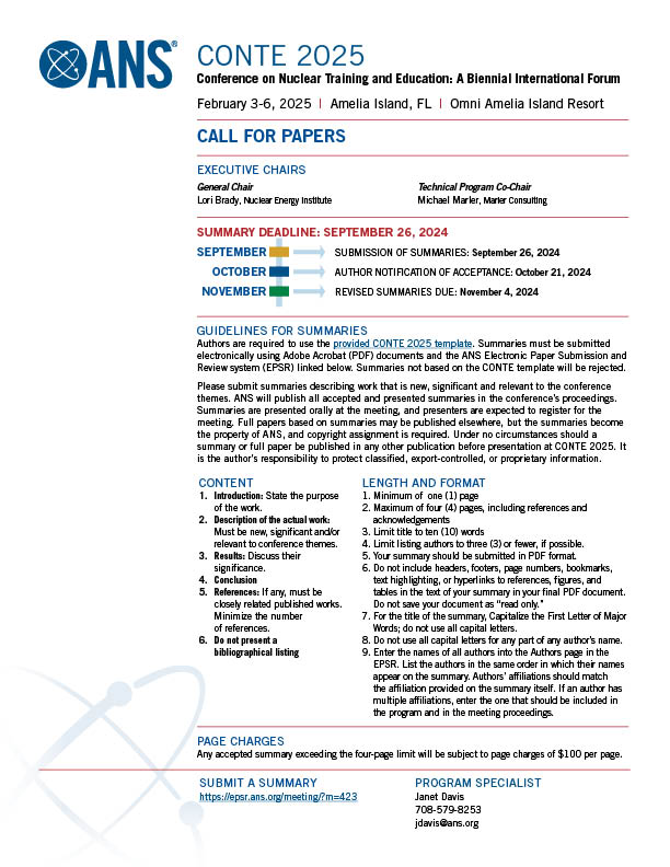Conference on Nuclear Training and Education A Biennial International