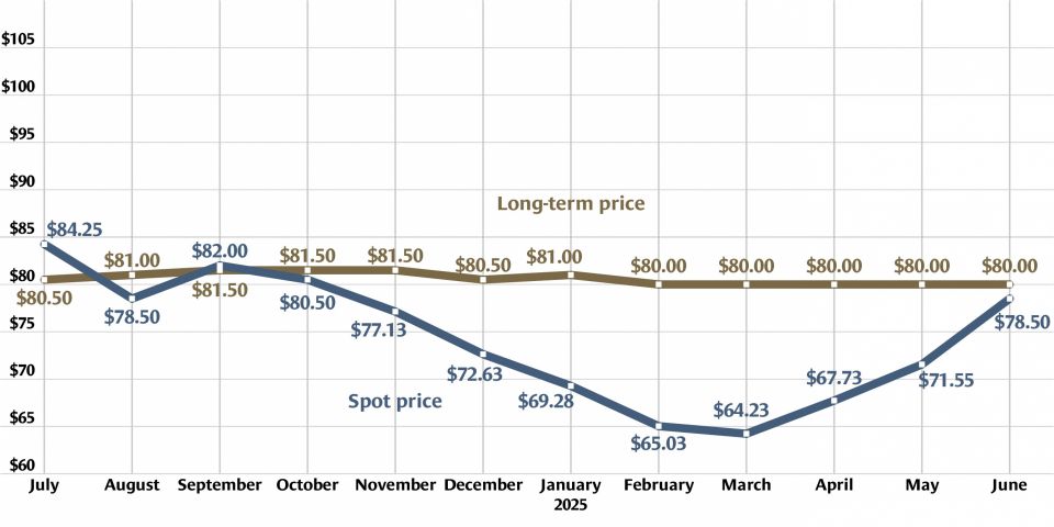 Uranium spot price jumps in June