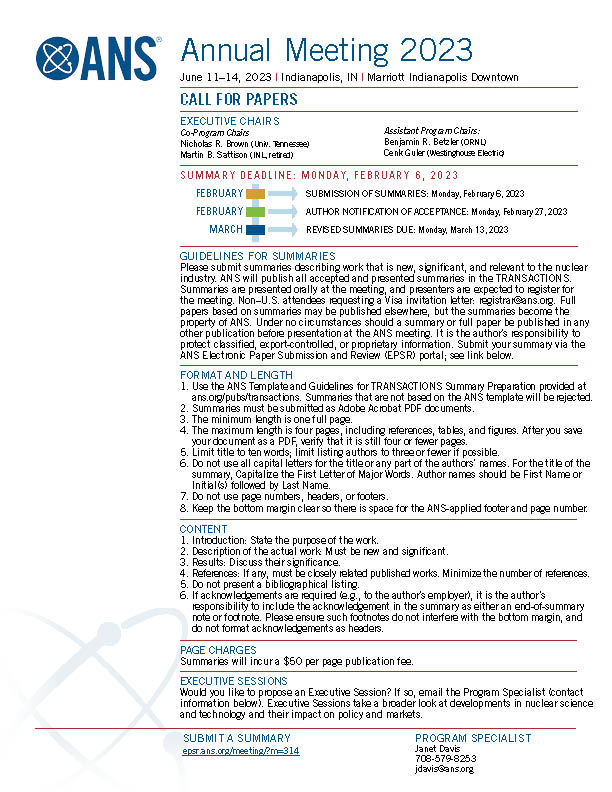 2023 ANS Annual Meeting ANS / Meetings