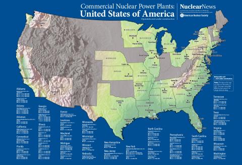 Nuclear News Wall Map of United States Commercial Nuclear Power Plants